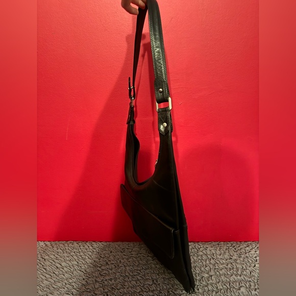 Vintage Tano Black Buttery Smooth Leather Boho Bag - Multiple Pockets! - Picture 5 of 12